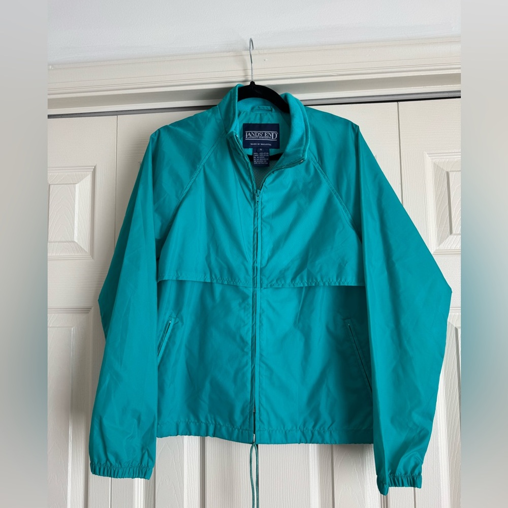 Vintage Lands' End Turquoise Windbreaker Jacket